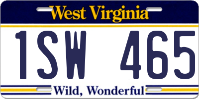 WV license plate 1SW465