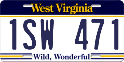 WV license plate 1SW471