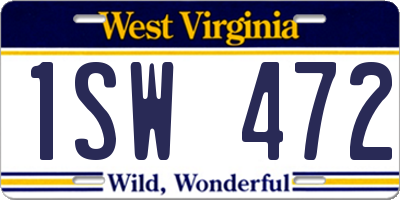 WV license plate 1SW472