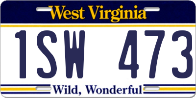 WV license plate 1SW473