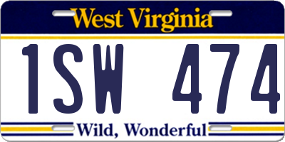 WV license plate 1SW474