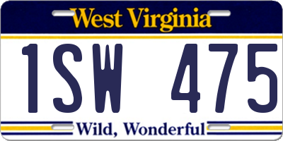 WV license plate 1SW475