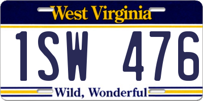 WV license plate 1SW476
