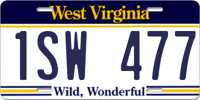 WV license plate 1SW477