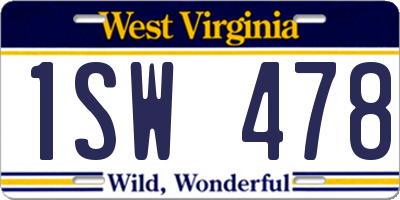 WV license plate 1SW478