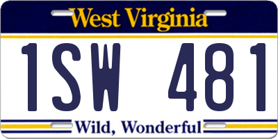 WV license plate 1SW481