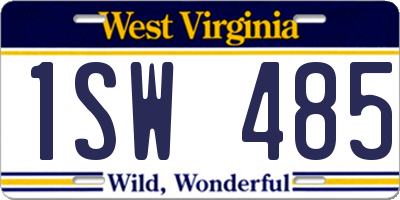WV license plate 1SW485