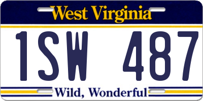 WV license plate 1SW487