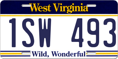 WV license plate 1SW493