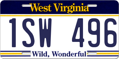 WV license plate 1SW496