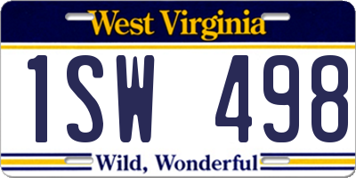 WV license plate 1SW498
