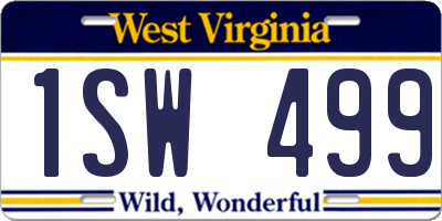 WV license plate 1SW499