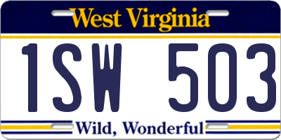 WV license plate 1SW503