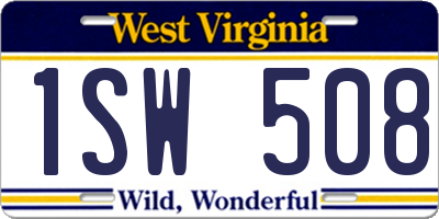 WV license plate 1SW508