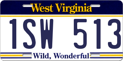 WV license plate 1SW513