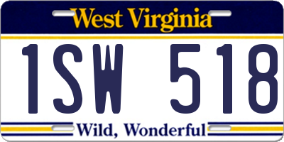 WV license plate 1SW518