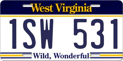 WV license plate 1SW531
