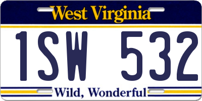 WV license plate 1SW532