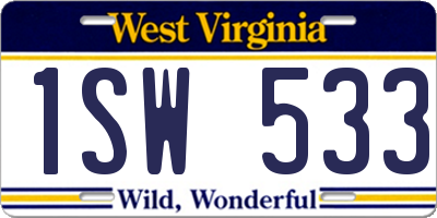 WV license plate 1SW533
