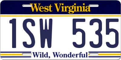 WV license plate 1SW535
