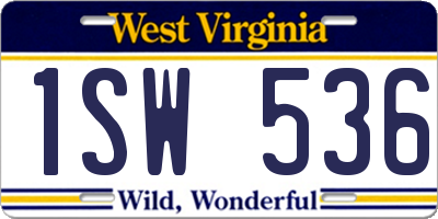 WV license plate 1SW536