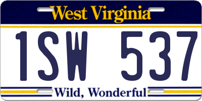 WV license plate 1SW537