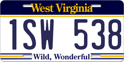 WV license plate 1SW538