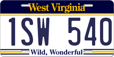 WV license plate 1SW540