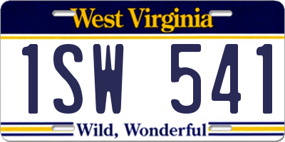WV license plate 1SW541
