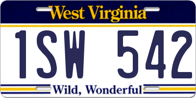 WV license plate 1SW542
