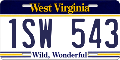 WV license plate 1SW543