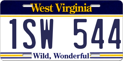 WV license plate 1SW544