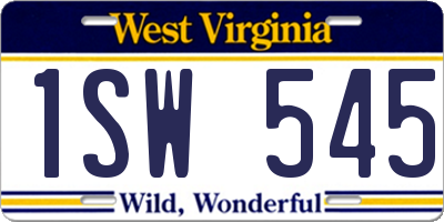 WV license plate 1SW545