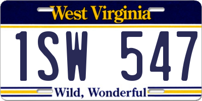 WV license plate 1SW547