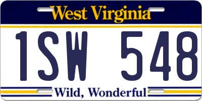WV license plate 1SW548