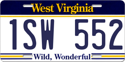 WV license plate 1SW552