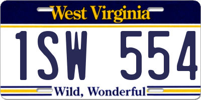 WV license plate 1SW554
