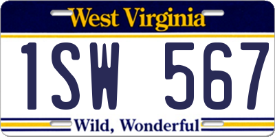 WV license plate 1SW567