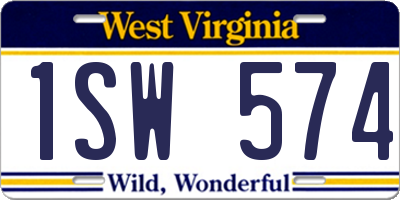 WV license plate 1SW574