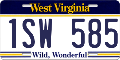 WV license plate 1SW585