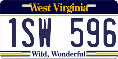 WV license plate 1SW596