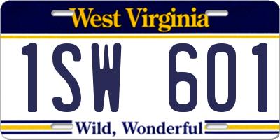 WV license plate 1SW601