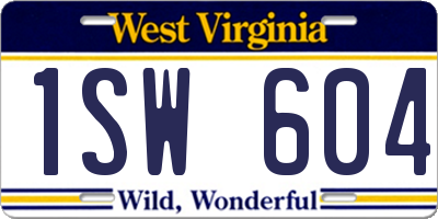 WV license plate 1SW604