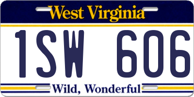WV license plate 1SW606