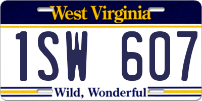 WV license plate 1SW607