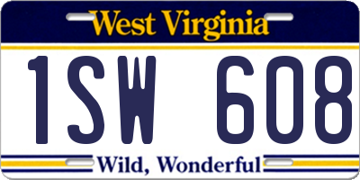 WV license plate 1SW608