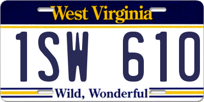 WV license plate 1SW610