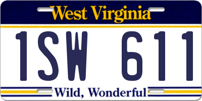 WV license plate 1SW611
