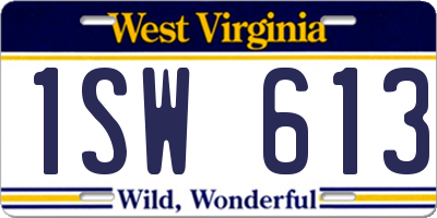 WV license plate 1SW613