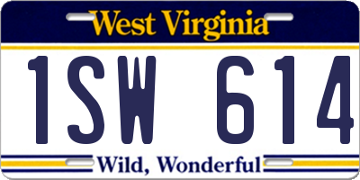 WV license plate 1SW614